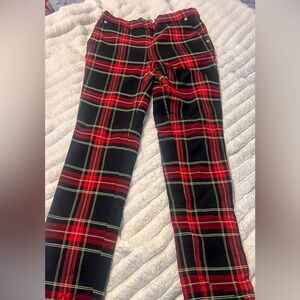Ann Klein Red and Black Plaid Pants